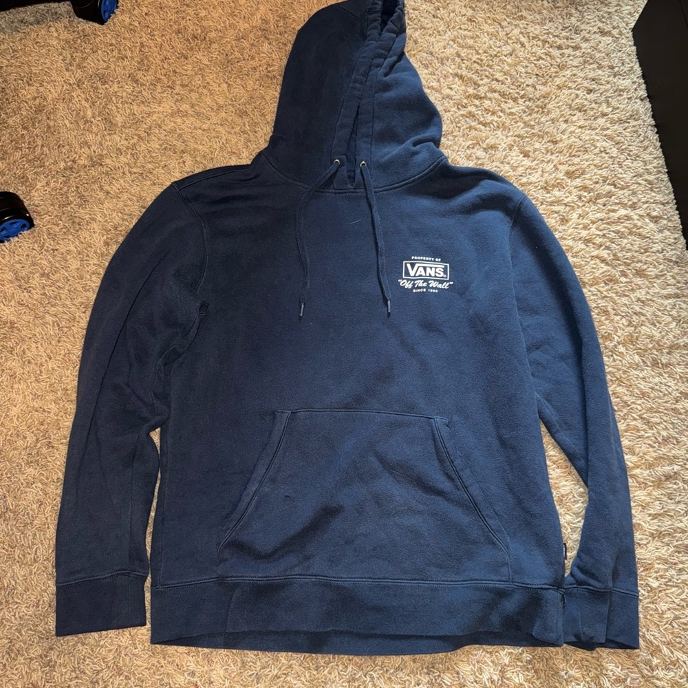 Vans Navy Blue Logo Graphic Fleece Pullover Hoodie